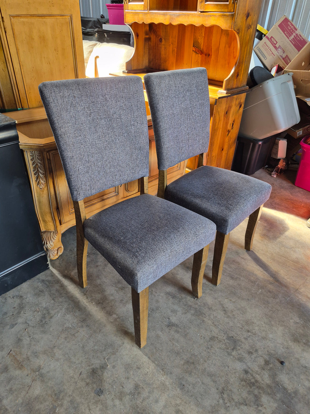 Cloth chairs, pair