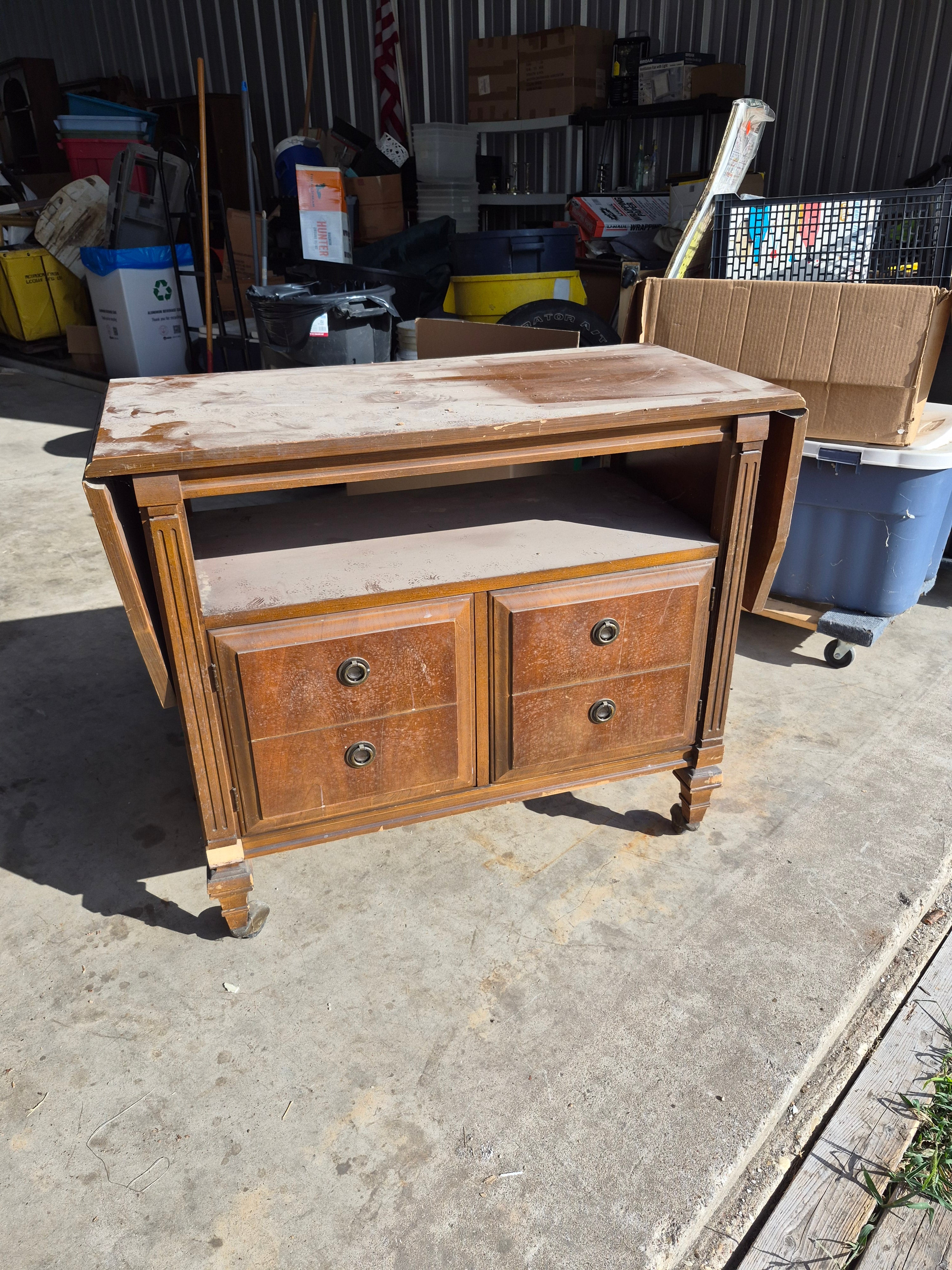 Vintage drop leaf storage cart