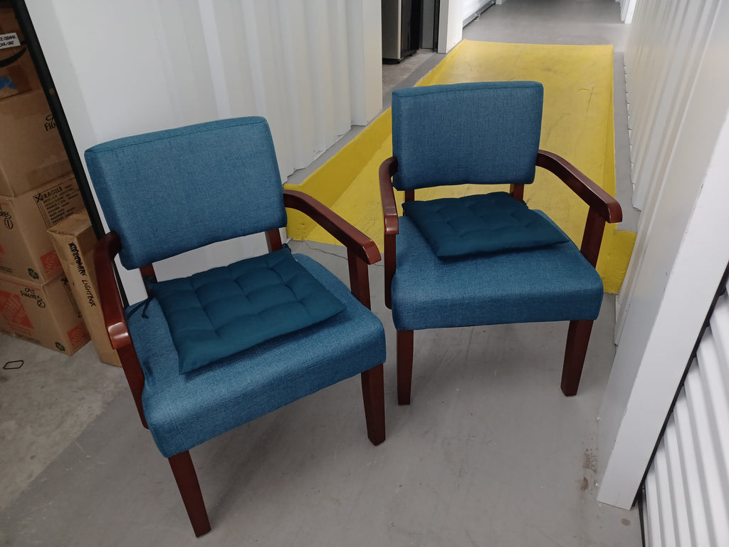 Solid wood arm chairs, pair