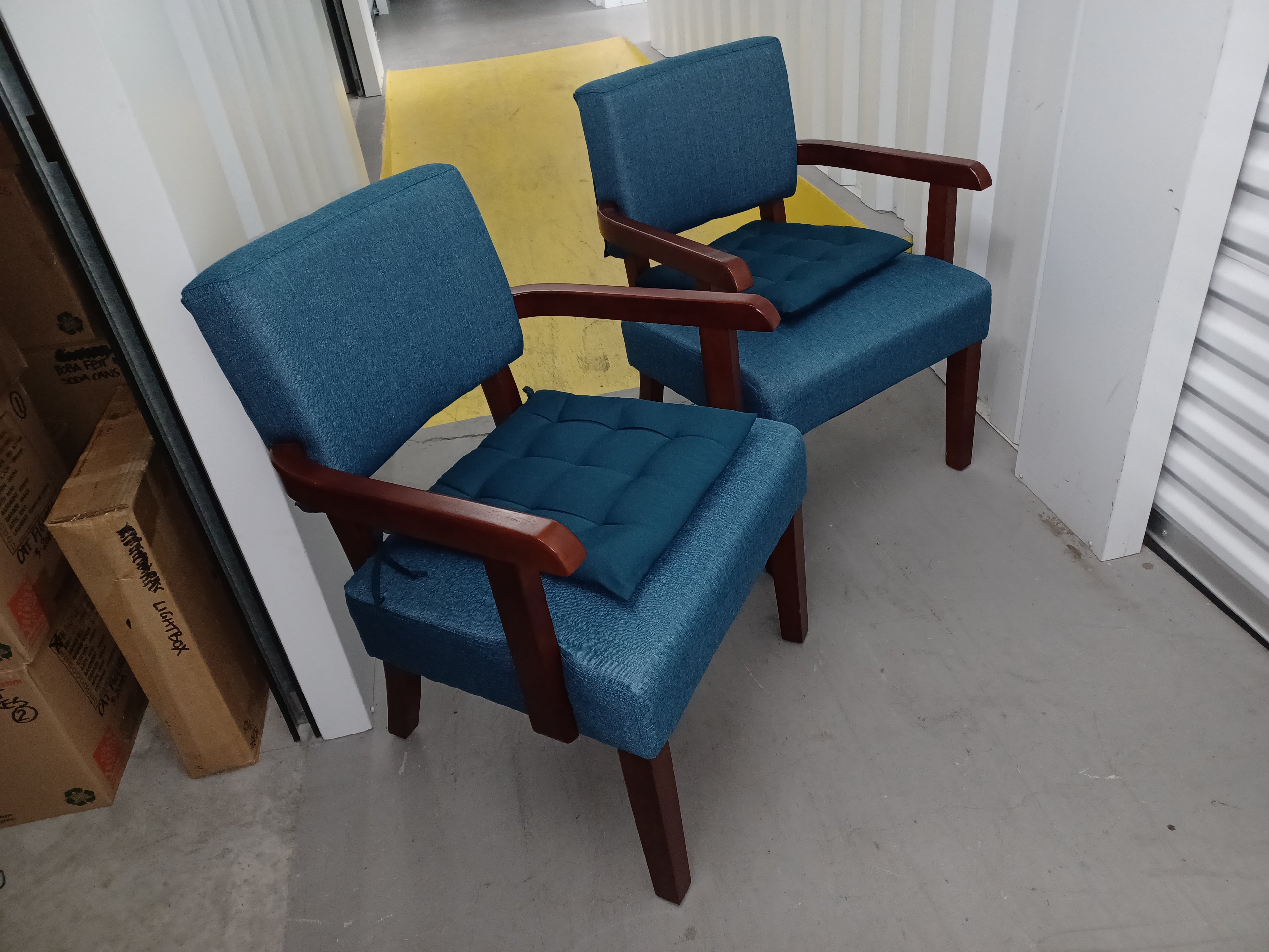 Solid wood arm chairs, pair