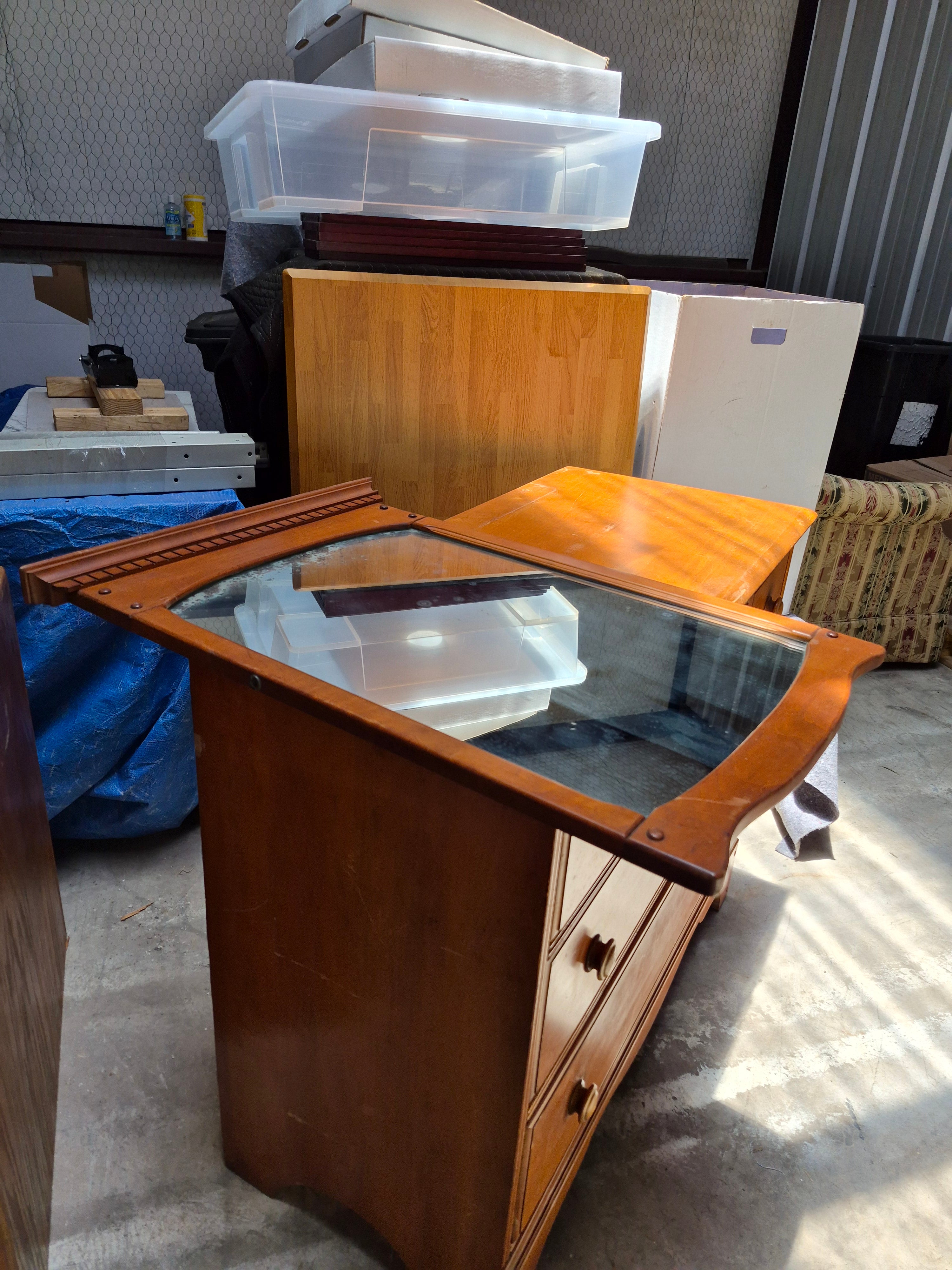 Vintage chest of drawers with mirror