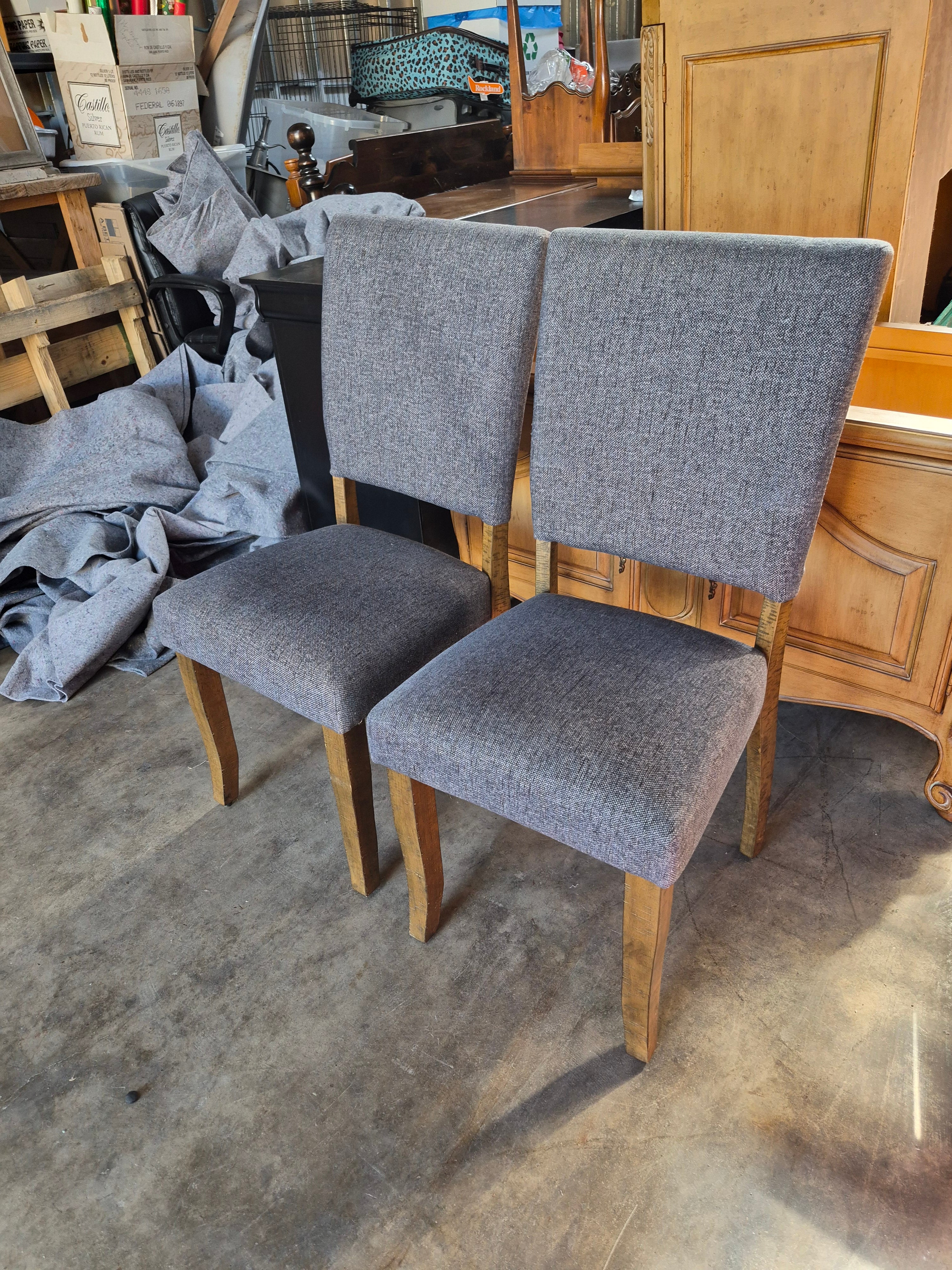 Cloth chairs, pair