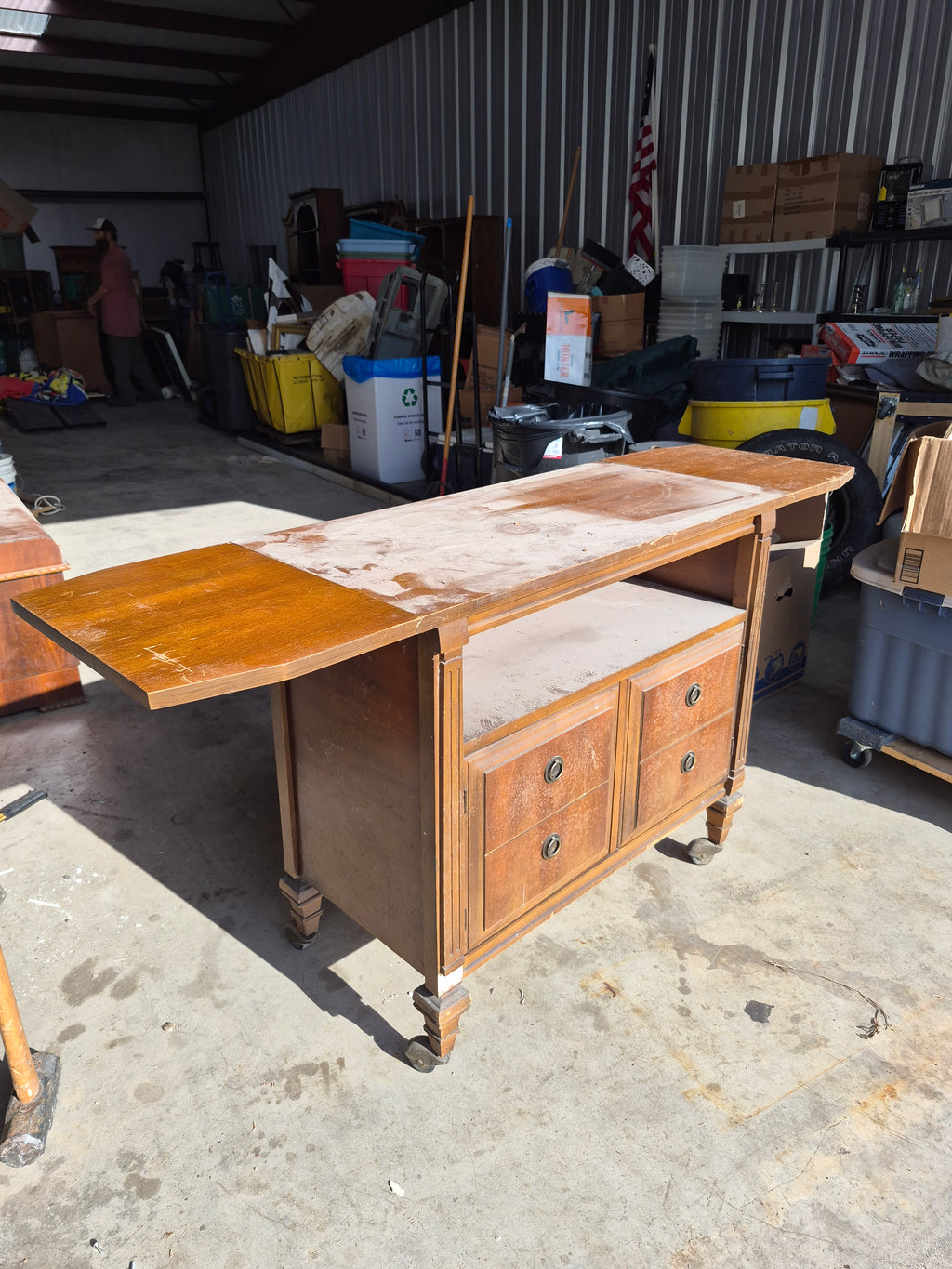 Vintage drop leaf storage cart