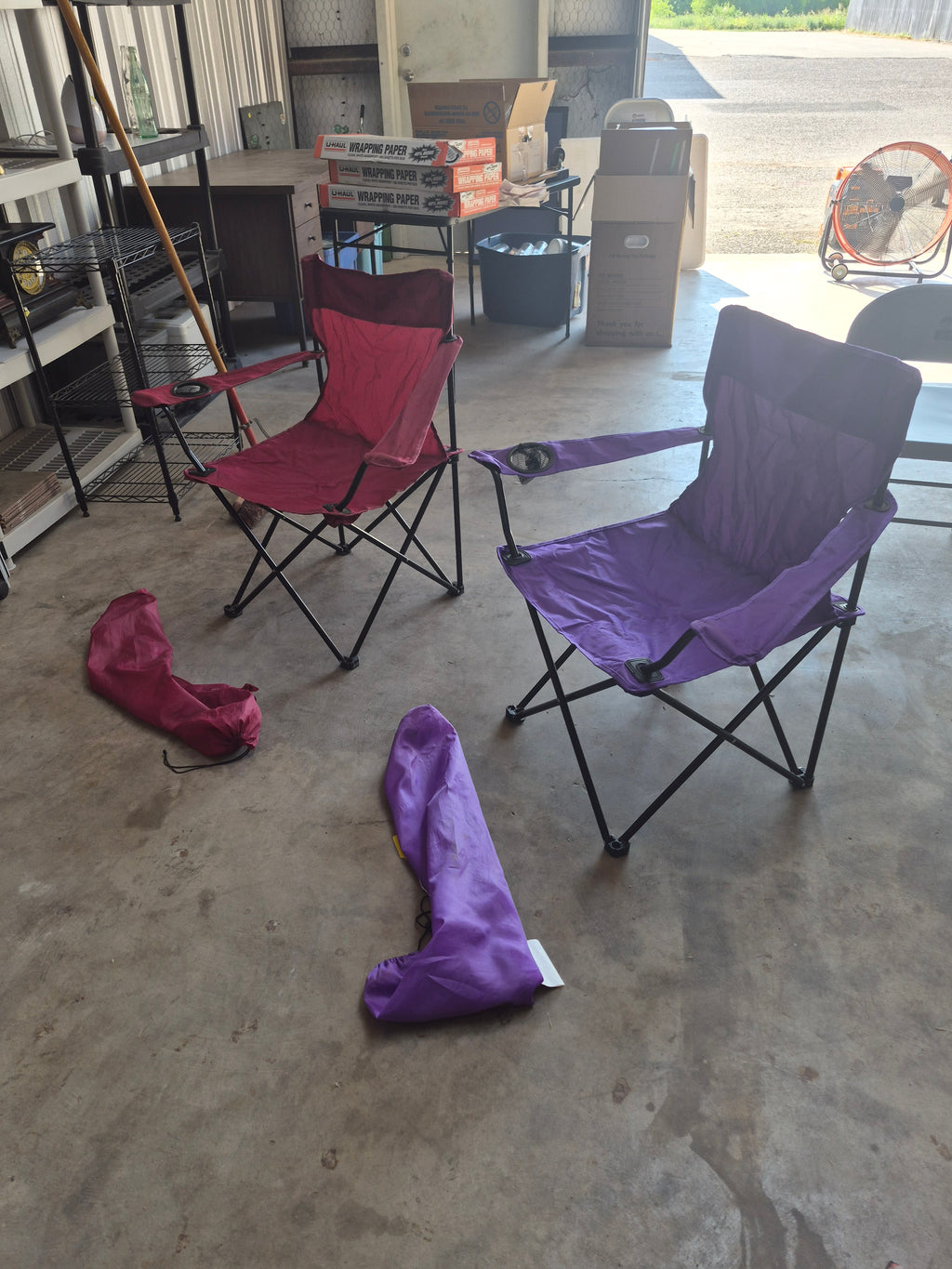 Outdoor folding chairs, pair